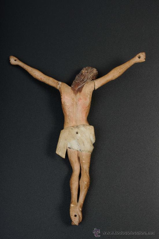 Arte: Cristo en madera tallada con restos de policromía, finales S.XVIII - Foto 5 - 28980333